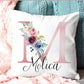 Customized Initial Flower with Name Cushion Cover