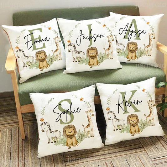 Customized Animal with Name Cushion Cover