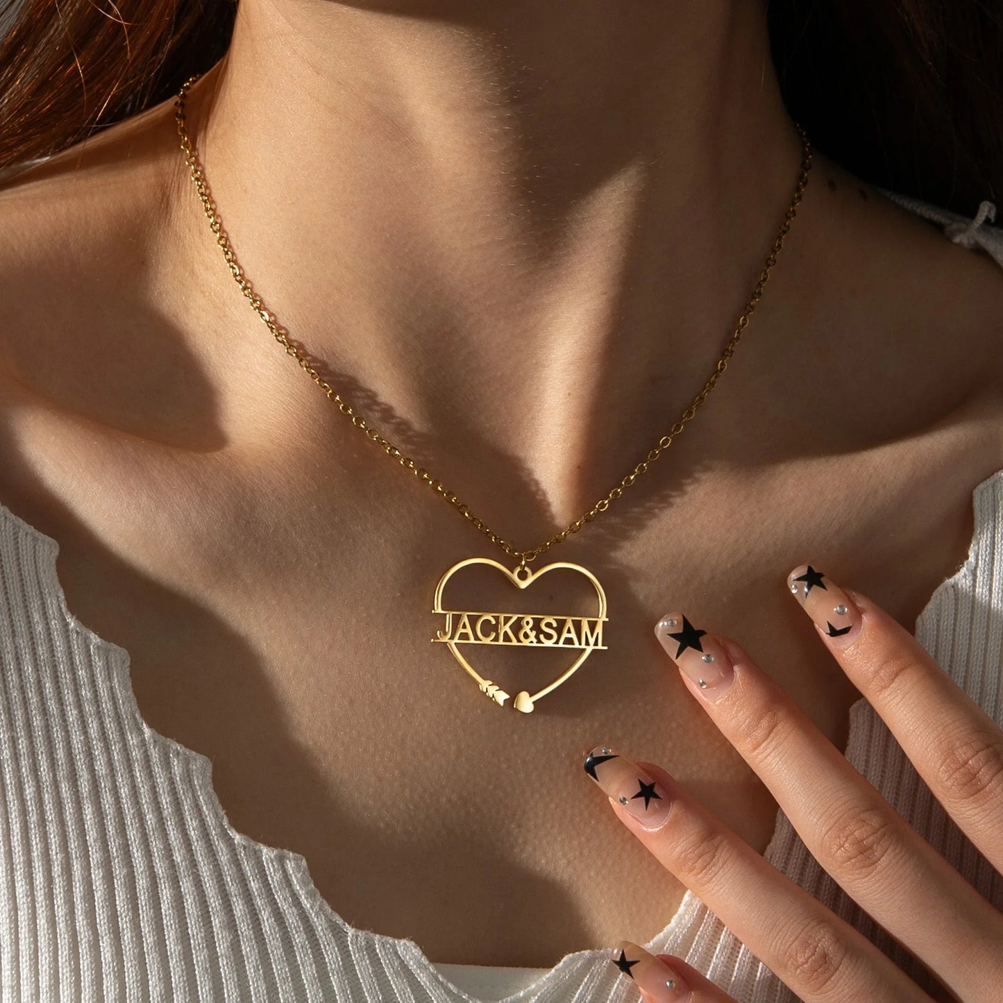 Customized Heart linked with other shapes Name Necklace